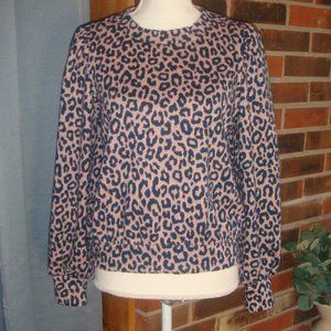 Ann Taylor Pink Navy Animal Print Sweater Top S